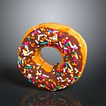 Yummy Chocolate Frosted Donut Topped With Colorful Sprinkles on Dark Background