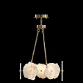 Modern Brass Chandelier With Three White Marble Shades And Hanging Design