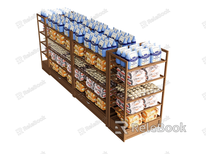 Supermarket Shelf Storage Rack Food Snack Display Rack Selling Rack Packaging Bag model