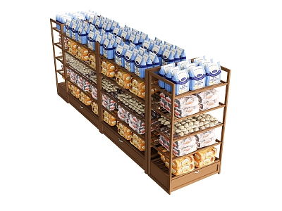 Supermarket Shelf Storage Rack Food Snack Display Rack Selling Rack Packaging Bag 3d model