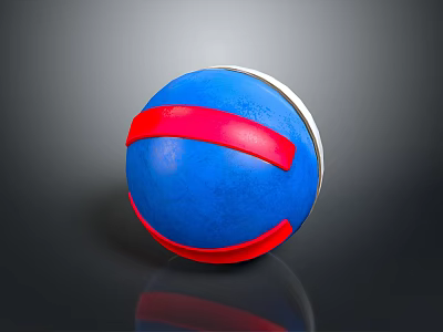Vibrant Blue And Red Rubber Toy Ball Practical Household Item For Kids Daily Play 3d model