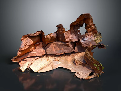 Natural Landscape Featuring Irregular Rock Formation With Reddish Brown Tones And Hollow Spaces 3d model