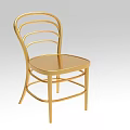 Elegant Golden Metal Single Chair With Curved Backrest And Smooth Seat