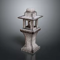 Elegant Traditional Stone Lantern With Intricate Carved Details And Square Base