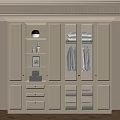 White Wardrobe With Glass Doors And Clothes Storage With Decorative Items 3d model