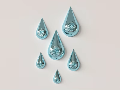 Metal water drop wall decoration 3d model