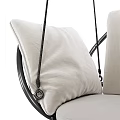 Comfortable Modern Hanging Chair With Black Frame And Beige Cushions