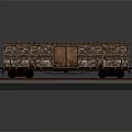 Wooden Train Car Model On Railway Track With Gravel Base And Brown Structure