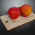 Red Orange Ripe Pumpkins On Wooden Cutting Board With Sharp Kitchen Knife