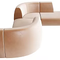 Modern Beige Sectional Sofa With Curved Design For Living Room Seating