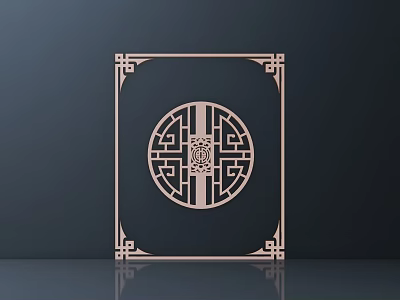 Intricate Chinese Traditional Carved Panel With Square Frame And Circular Pattern 3d model