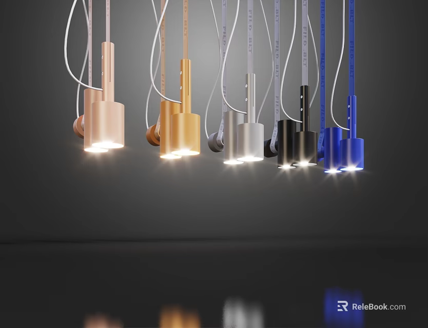 Modern Colorful Pendant Lights In Various Hues For Contemporary Interior Decor 3d model 