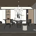 Modern dining table and chair combination 3d model