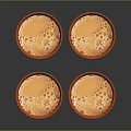 Four Orange Textured Mugs With Foamy Liquid For Daily Household Use