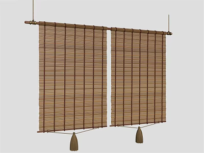 Natural Bamboo Window Blinds With Tassels For Home Decor Ideas 3d model
