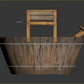 Rustic Wooden Bucket Shaped Wash Basin With Metal Hoops And Side Shelf