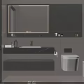Modern Bathroom Interior With Mirror Vanity Wall Mounted Toilet Cabinets And Lighting