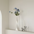 Elegant Blue Flowers In Modern White Vase For Home Interior Decoration Ideas