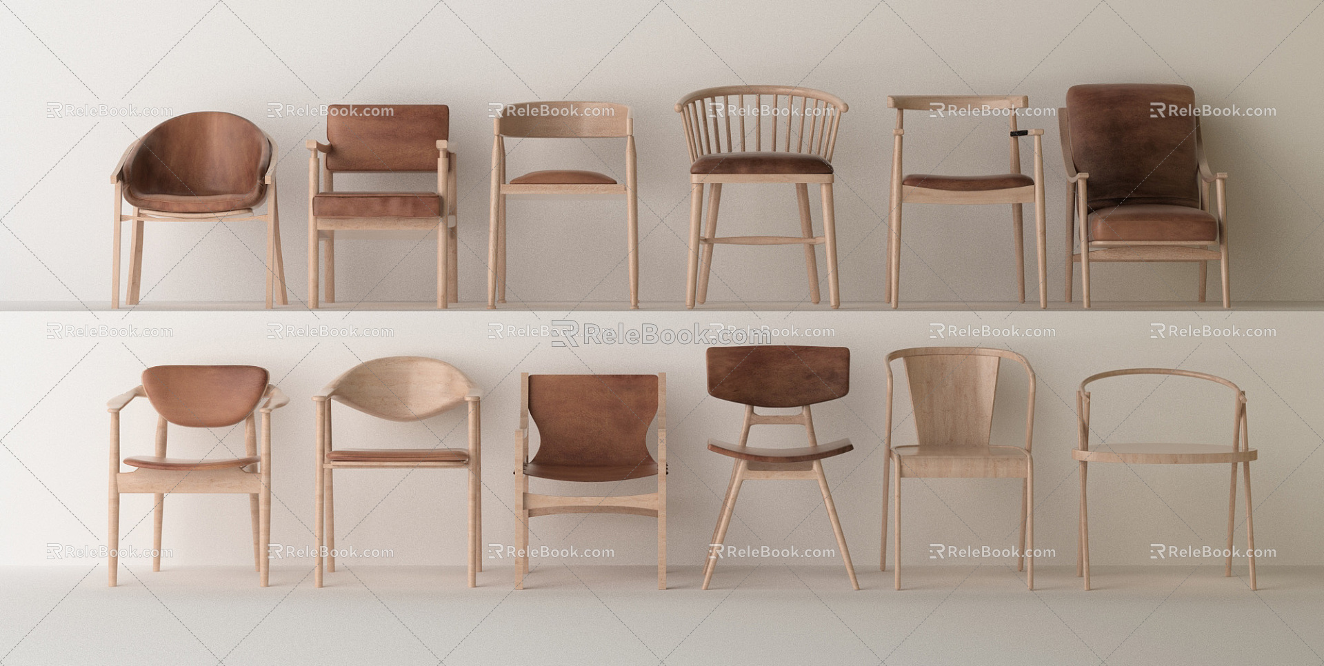 Nordic armchair simple chair combination 3d model