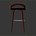 Stylish Modern Red Bar Stool Featuring Black Seat Wooden Frame And Metal Footrest