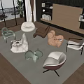 Modern Single Sofa Cream Single Sofa Casual Chair Lazy Sofa 3d model