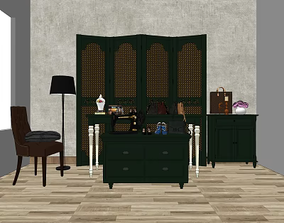 American Side Cabinet Screen High and Low Display Cabinet Side Cabinet Combination 3d model