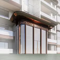 Modern Multi Story Building Storefront Entrance With Metal Frame Glass Doors Balcony Design