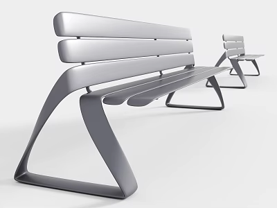 Modern Metal Landscape Seats With Sleek Curved Structure For Outdoor Areas 3d model
