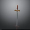 Ornate Sword Design With Golden Decorations Red Gemstones And Crown Top