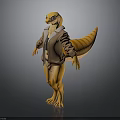 Cartoon Lizard Character Wearing Brown Jacket And Goggles With Long Tail