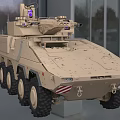 Boxer dog combat reconnaissance vehicle multi-purpose vehicle 8x 8 wheeled armored vehicle 3d model