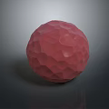 Handmade Red Wooden Decorative Sphere With Geometric Polyhedral Design And Smooth Surface