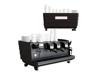 Commercial coffee machine double head coffee machine coffee cup 3d model