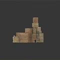 Household Storage Essentials Including Stacked Wooden Crates Barrels Boxes And Sacks