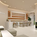 Modern Beauty Hair Salon Interior with Light colored Walls Mirrors Chairs Cabinets Plants and White Floors