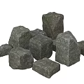 Rough Gray Stone and Natural Wood Blocks for Building Decoration Projects