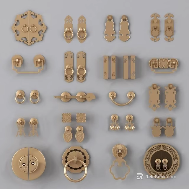 Various Styles Of Decorative Brass Handles For Furniture And Cabinet Use 3d model 