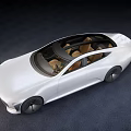 Futuristic White Sleek Car With Aerodynamic Design And Unique Wheels On Black Background