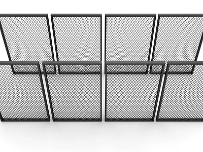 Black Mesh Screens Arranged Side by Side with Multiple Panels 3d model