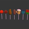 Colorful Lollipops With Various Shapes And Vibrant Colors On Black Background With Reflections