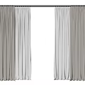 Modern Double Layer Curtains with Thick Beige Gray Panels and White Sheer Layers 3d model