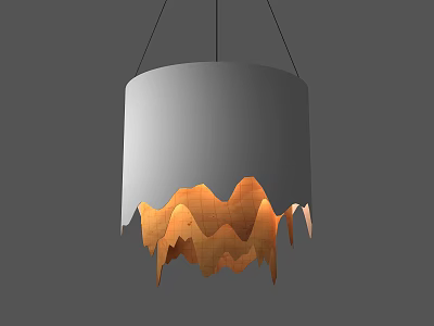 Modern Minimalist Pendant Light With Cylindrical Gray Shade And Orange Mountain Shaped Decoration 3d model
