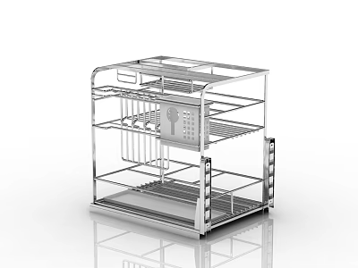 Stainless Steel Multi Layer Kitchen Storage Rack For Dishes And Utensils 3d model