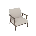 Modern Armchair With Wooden Frame And Light Fabric Cushion For Living Room