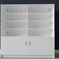 Functional White Storage Cabinet With Multiple Shelves And Bottom Doors 3d model