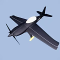 Black Model Airplane with Propeller White Circular Section Flying in Clear Blue Sky
