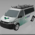 White Volkswagen Van With Green And Blue Pattern Roof Rack And AmeiLin Logo