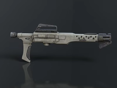 Modern Futuristic Tactical Weapon With Scope Holes And Gray White Finish 3d model