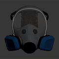 Firefighting Respirator Mask With Blue Filters And Black Strap For Safety Protection