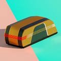 Orange And Black Striped Streamlined Modern Car With Sleek Exterior Design